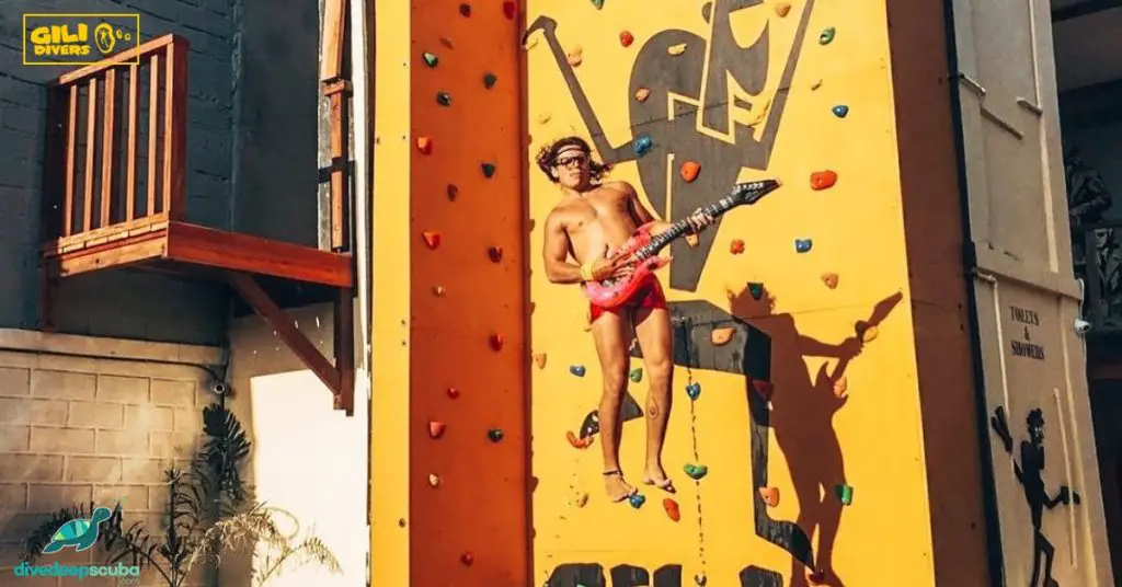 Gili Divers host the islands only climbing wall!
