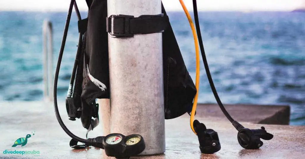 Scuba diving tank, BCD and regulators