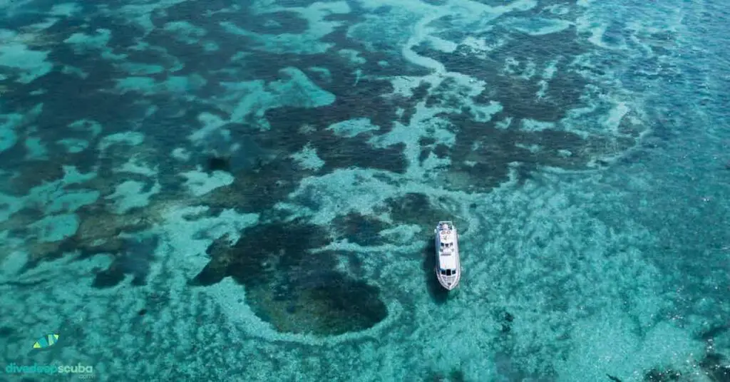 Picture of a boat on crystal clear water